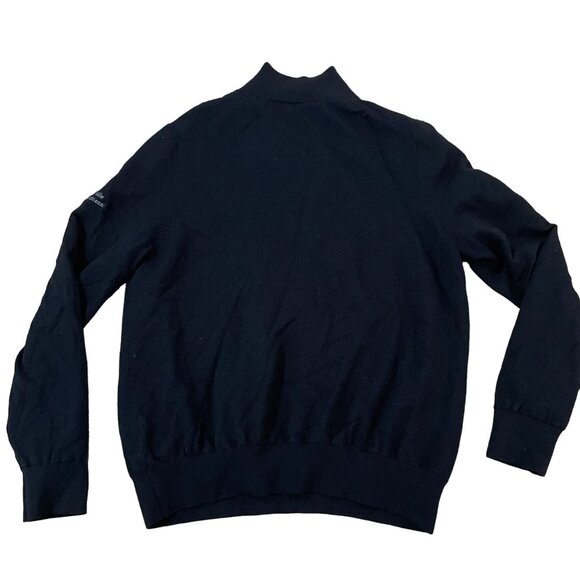 Italian Merino Wool 1/4-Zip Sweater Men's Size Small Warwick Hills Logo Black - Picture 7 of 7